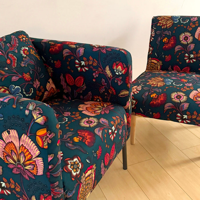 La métamorphose de deux fauteuils grâce à un tissu d'éditeur d'exception - tissuspipi.com
