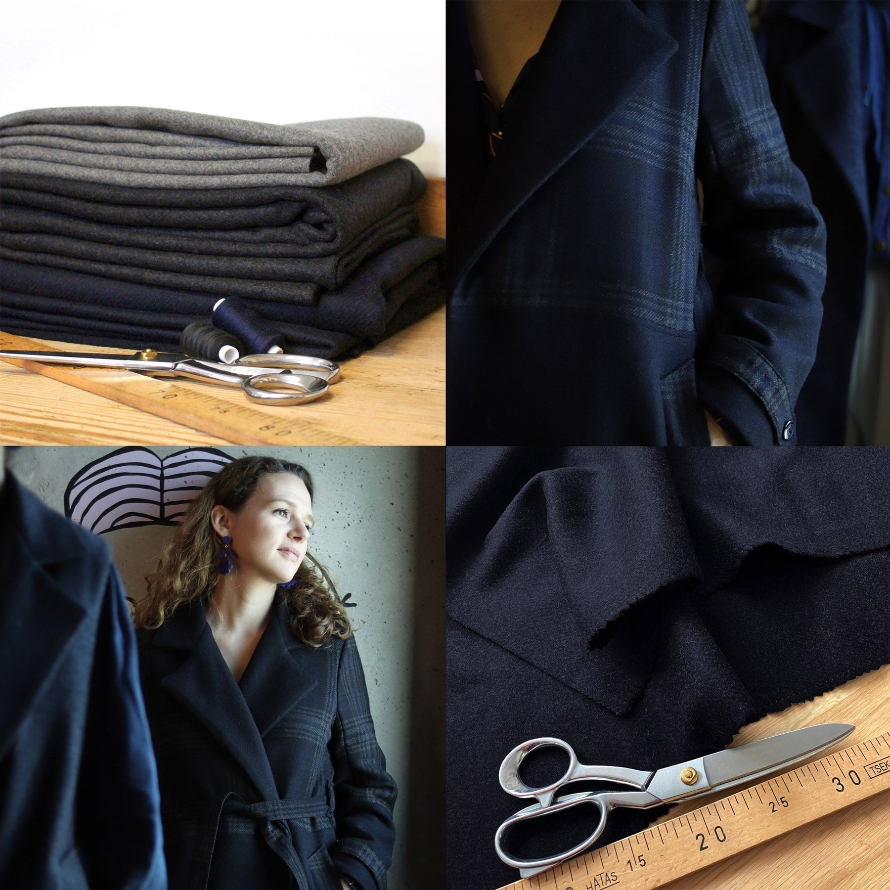Trois draps de laine italiens et un tartan à -35% ! 100% fabrication italienne - tissuspipi.com