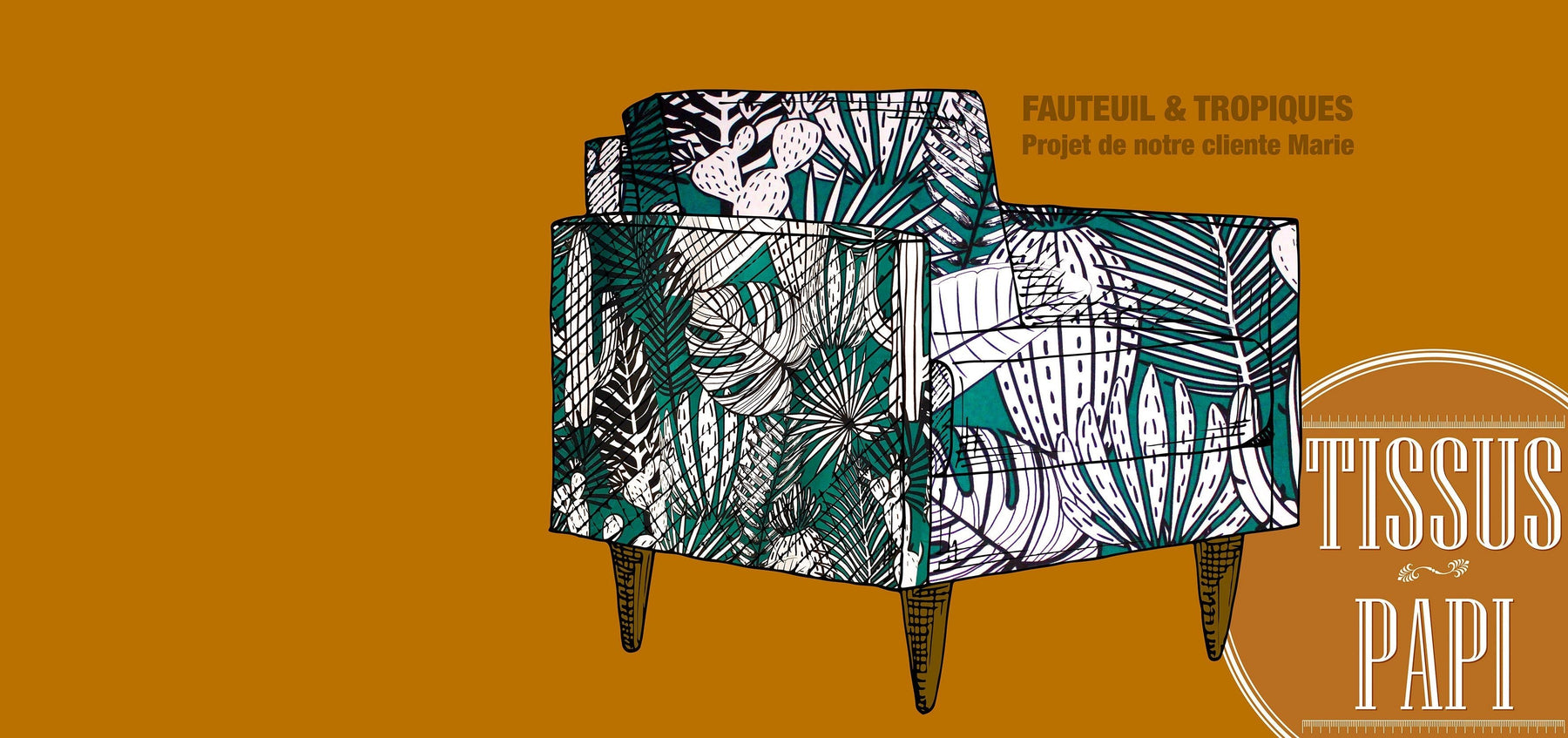 Le fauteuil de Marie : quand le tissu tropical débarque dans la maison ! - tissuspipi.com