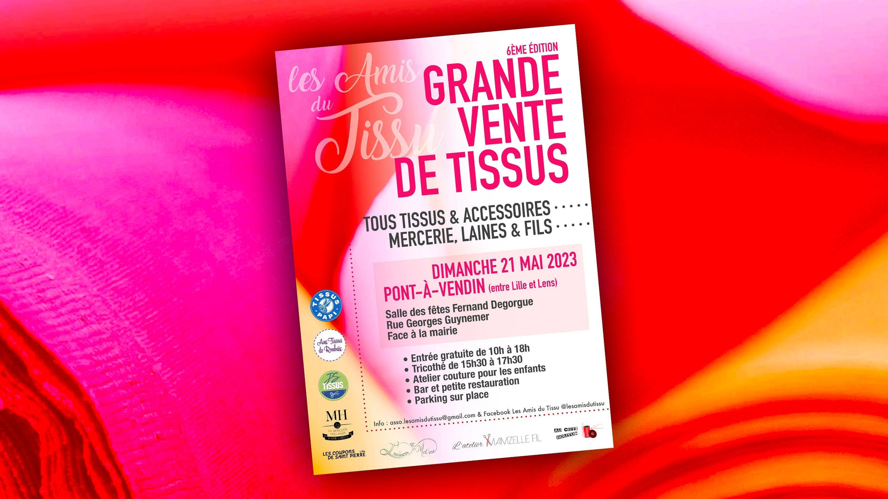 Prochain rendez-vous : la Grande vente de tissus de Pont-à-Vendin ! Dimanche 21 mai 2023 - tissuspipi.com
