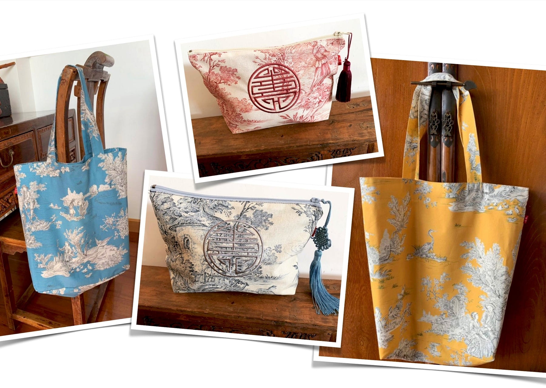 Les sacs et pochettes en toile de Jouy - tissuspipi.com