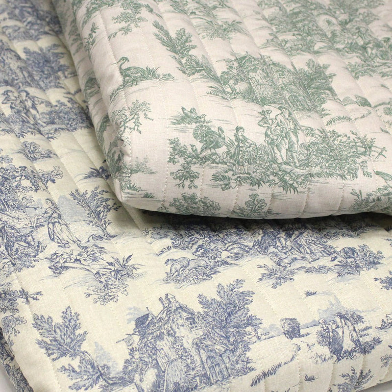 Tissu matelassé TOILE DE JOUY : trois motifs, deux couleurs, cinq tissus ! - tissuspipi.com