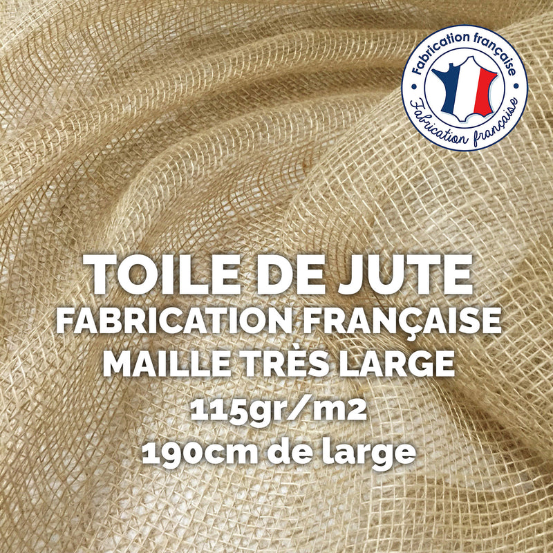 Tissu toile de jute - Grande largeur 190cm - 115gr - m2 - Fabrication française - tissuspipi.com
