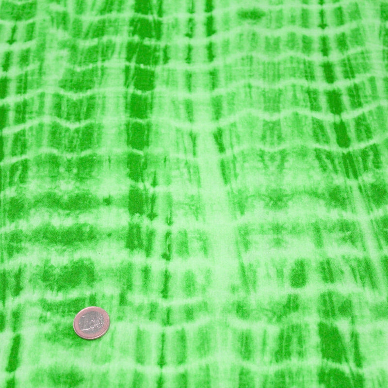 Tissu cotonnade tie & dye vert citron lime - tissuspipi.com