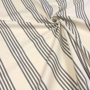 Tissu toile à matelas de coton LE TOUQUET écru aux rayures : bleu, rouge, noir, gris, sable - tissuspipi.com