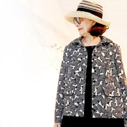 Tissu coton demi natté motif japonais GINKGO : BLEU ou NOIR - OEKO - TEX STANDARD 100 - tissuspipi.com