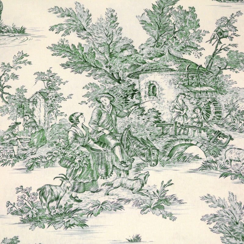 Tissu coton épais demi - natté TOILE DE JOUY, grande largeur 280cm : bleu, vert, rouge, noir - OEKO - TEX - tissuspipi.com