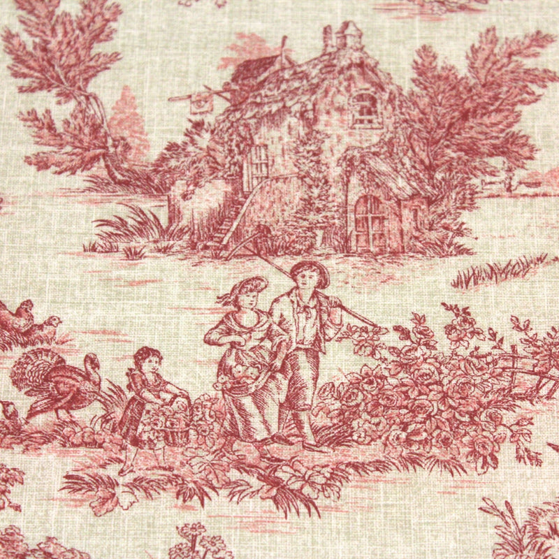 Tissu coton Toile de Jouy traditionnelle 160cm de large : bleu, rouge, vert, gris - OEKO - TEX - tissuspipi.com