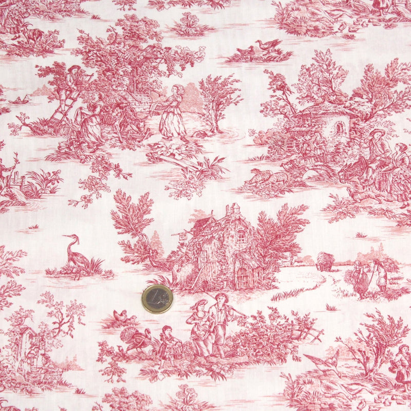 Tissu coton renforcé TOILE DE JOUY grande largeur 280cm : bleu, rouge, vert, gris - OEKO - TEX - tissuspipi.com
