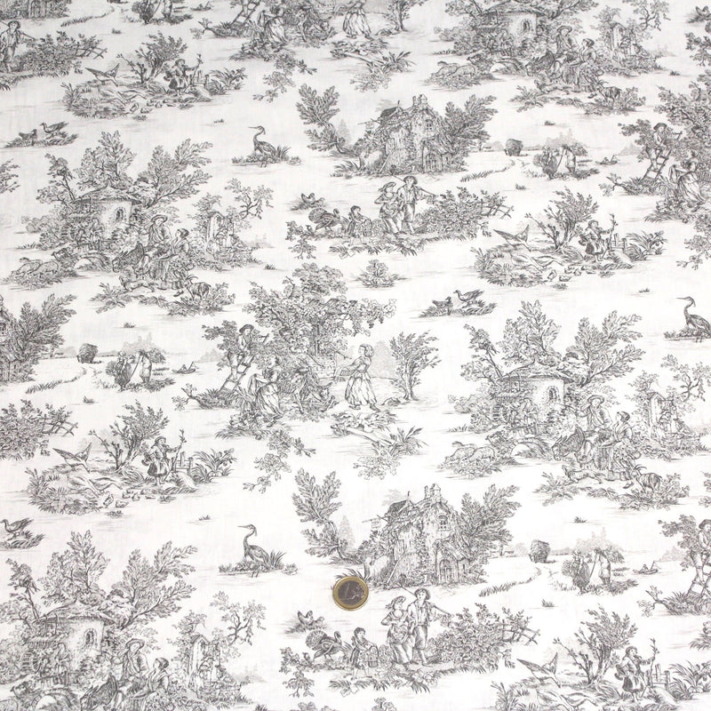 Tissu coton renforcé TOILE DE JOUY grande largeur 280cm : bleu, rouge, vert, gris - OEKO - TEX - tissuspipi.com