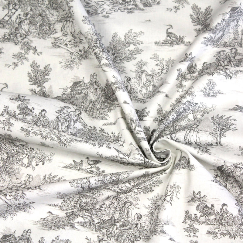 Tissu coton renforcé TOILE DE JOUY grande largeur 280cm : bleu, rouge, vert, gris - OEKO - TEX - tissuspipi.com