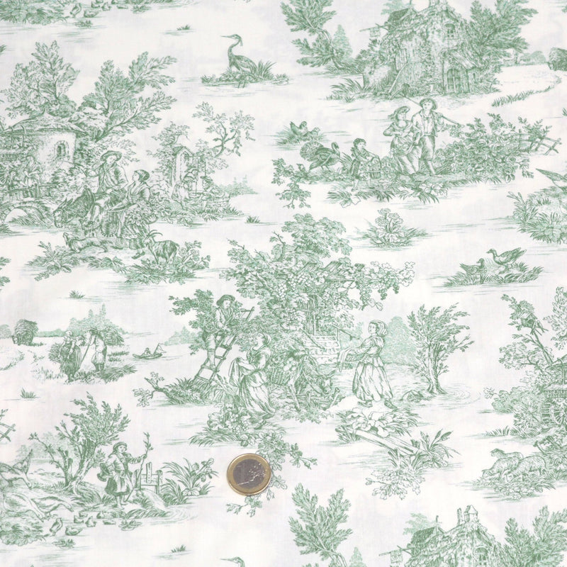 Tissu coton renforcé TOILE DE JOUY grande largeur 280cm : bleu, rouge, vert, gris - OEKO - TEX - tissuspipi.com