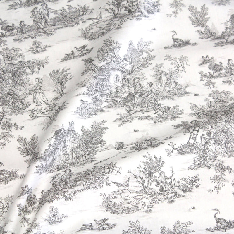 Tissu coton renforcé TOILE DE JOUY grande largeur 280cm : bleu, rouge, vert, gris - OEKO - TEX - tissuspipi.com