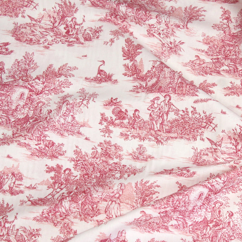 Tissu coton renforcé TOILE DE JOUY grande largeur 280cm : bleu, rouge, vert, gris - OEKO - TEX - tissuspipi.com