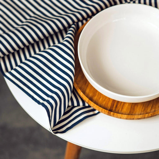 Tissu popeline de coton marinière à rayures blanches et bleu marine - OEKO - TEX STANDARD 100 - tissuspipi.com