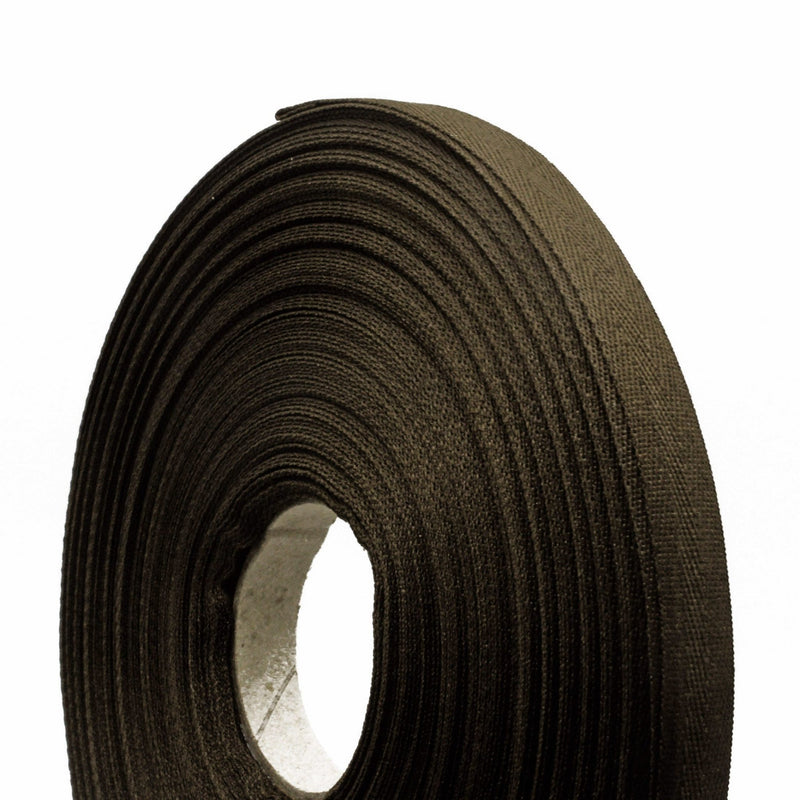 Ruban de sergé marron chocolat 10mm - Galette de 50 mètres - Fabrication française - tissuspipi.com