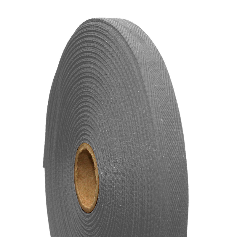Ruban de sergé gris métal 10mm - Galette de 50 mètres - Fabrication française - tissuspipi.com