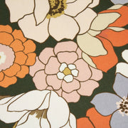 Tissu gabardine de coton SUZANNE imprimé fleurs rétro : bleu, rouille, olive - OEKO - TEX STANDARD 100 - tissuspipi.com