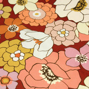 Tissu gabardine de coton SUZANNE imprimé fleurs rétro : bleu, rouille, olive - OEKO - TEX STANDARD 100 - tissuspipi.com