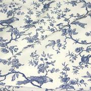 Tissu coton TOILE DE JOUY AUX MESANGES : bleu, vert - OEKO - TEX - tissuspipi.com
