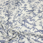 Tissu coton TOILE DE JOUY AUX MESANGES : bleu, vert - OEKO - TEX - tissuspipi.com