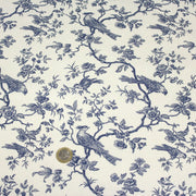 Tissu coton TOILE DE JOUY AUX MESANGES : bleu, vert - OEKO - TEX - tissuspipi.com