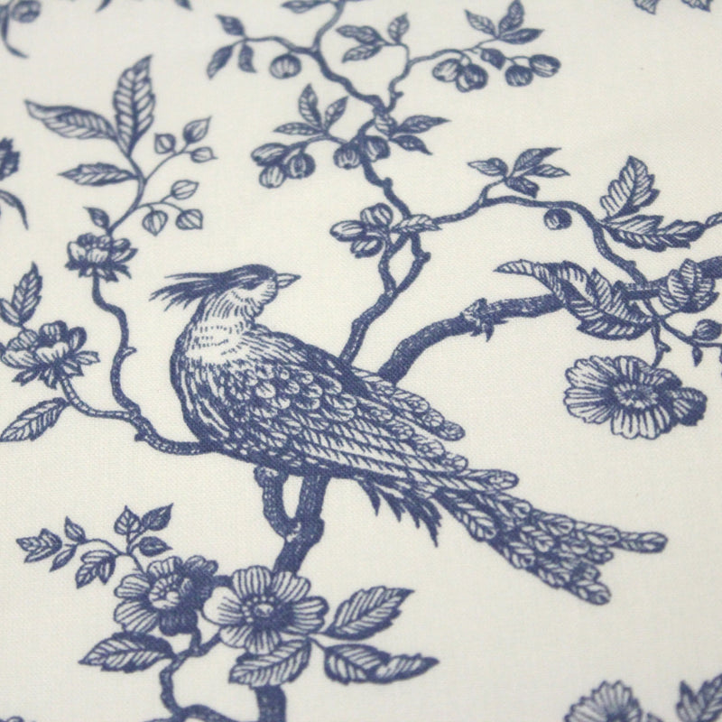Tissu coton TOILE DE JOUY AUX MESANGES : bleu, vert - OEKO - TEX - tissuspipi.com