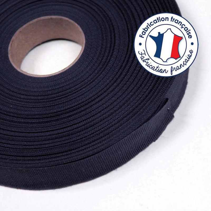 Ruban gros grain bleu marine 20mm - Galette de 50 mètres - Fabrication française - tissuspipi.com