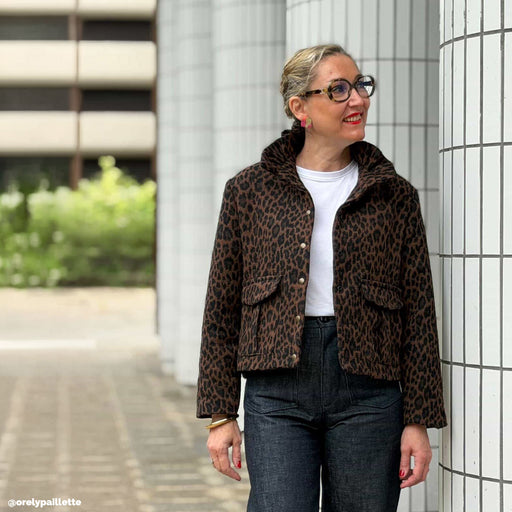 Tissu lainage motif léopard : grège & chocolat ou tout chocolat - EXCLUSIVITE FABRIQUEE EN ITALIE - tissuspipi.com
