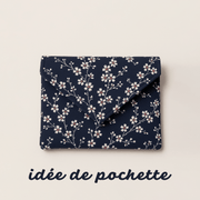 Tissu cotonnade HANA HANA, fleurs de cerisier japonais noir & blanc, fond rouge / bleu / jaune - OEKO - TEX - tissuspipi.com