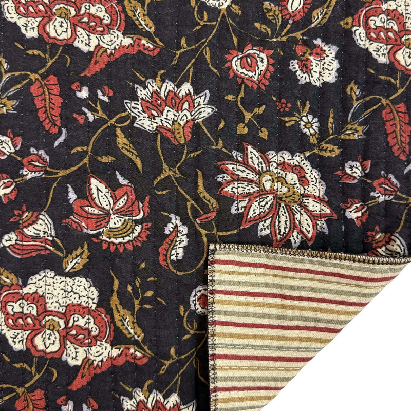 Tissu matelassé coton indien, motif traditionnel floral : nombreuses couleurs et fleuris au choix! - tissuspipi.com