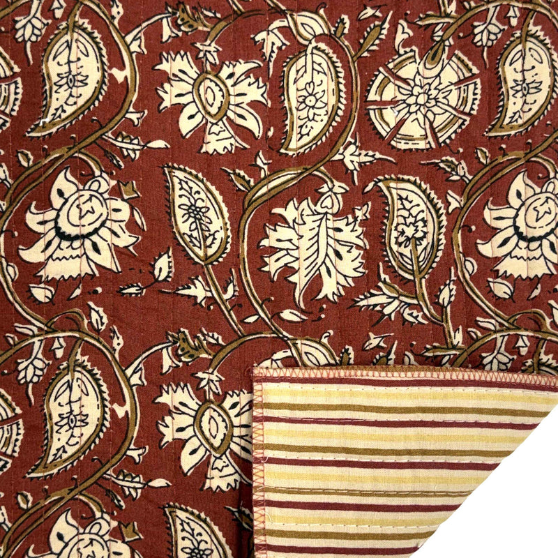 Tissu matelassé coton indien, motif traditionnel floral : nombreuses couleurs et fleuris au choix! - tissuspipi.com