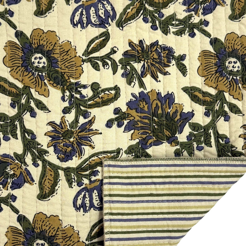 Tissu matelassé coton indien, motif traditionnel floral : nombreuses couleurs et fleuris au choix! - tissuspipi.com