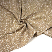 Tissu cotonnade ocre aux fleurs blanches - OEKO - TEX - tissuspipi.com