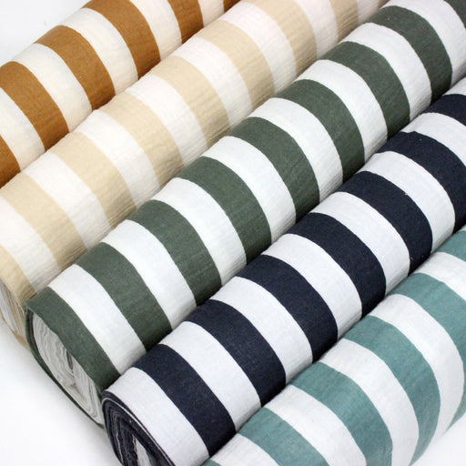 Tissu double gaze coton, larges rayures colorées, nombreuses couleurs - STANDARD 100 OEKO - TEX - tissuspipi.com