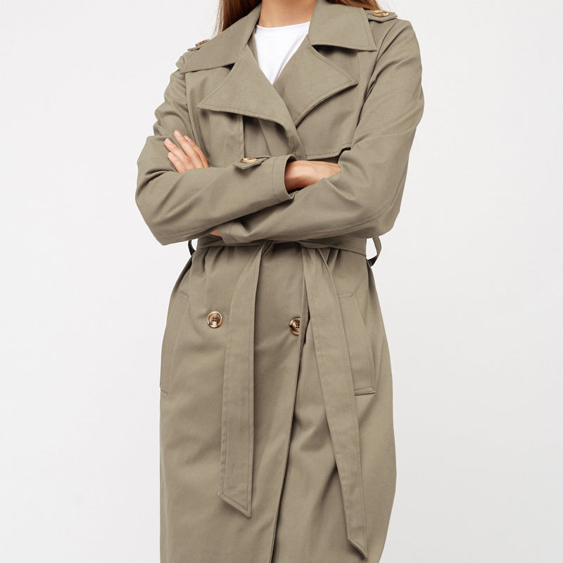 Tissu gabardine polycoton couleur beige sable trench 275gr/m2 - tissuspipi.com