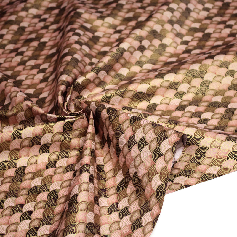 Tissu cotonnade motif vagues japonaises Seigaiha dorées : nombreuses couleurs - COLLECTION JAPON DORÉ - tissuspipi.com