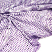 Tissu coton Seersucker VICHY carreaux & fines fleurs blanches : bleu, jaune, rose, violet - tissuspipi.com
