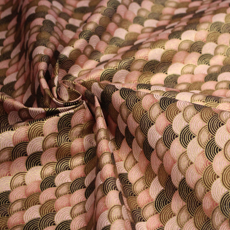 Tissu cotonnade motif vagues japonaises Seigaiha dorées : nombreuses couleurs - COLLECTION JAPON DORÉ - tissuspipi.com