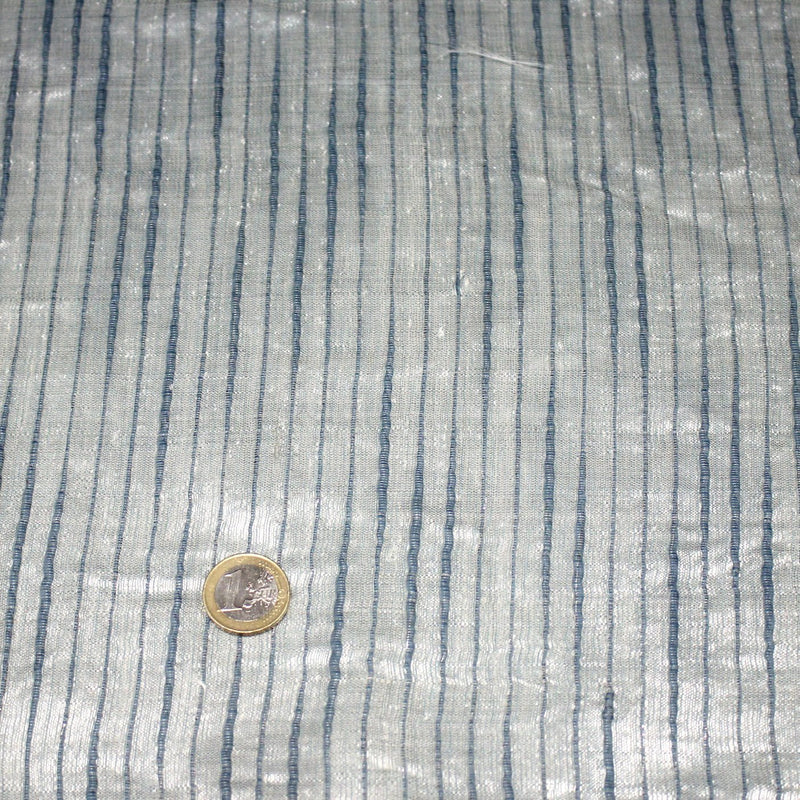 Tissu coton soie tissé rayé, trois couleurs : vert, jaune, gris - MADE IN FRANCE - tissuspipi.com