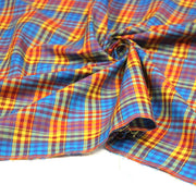 Tissu authentique MADRAS indien bleu jaune rouge, 100% coton - tissuspipi.com