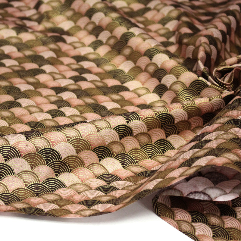 Tissu cotonnade motif vagues japonaises Seigaiha dorées : nombreuses couleurs - COLLECTION JAPON DORÉ - tissuspipi.com