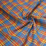 Tissu authentique MADRAS indien bleu jaune rouge, 100% coton - tissuspipi.com