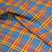 Tissu authentique MADRAS indien bleu jaune rouge, 100% coton - tissuspipi.com