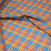 Tissu authentique MADRAS indien bleu jaune rouge, 100% coton - tissuspipi.com