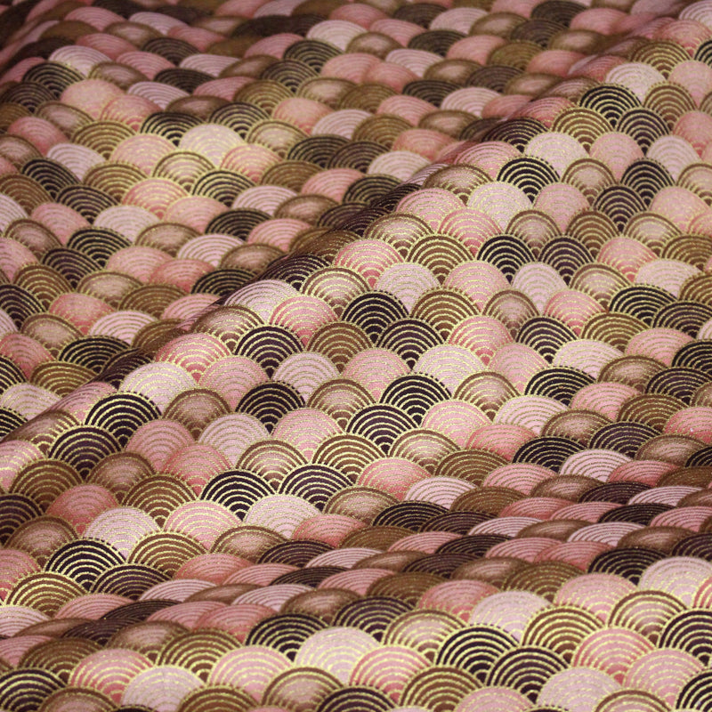 Tissu cotonnade motif vagues japonaises Seigaiha dorées : nombreuses couleurs - COLLECTION JAPON DORÉ - tissuspipi.com