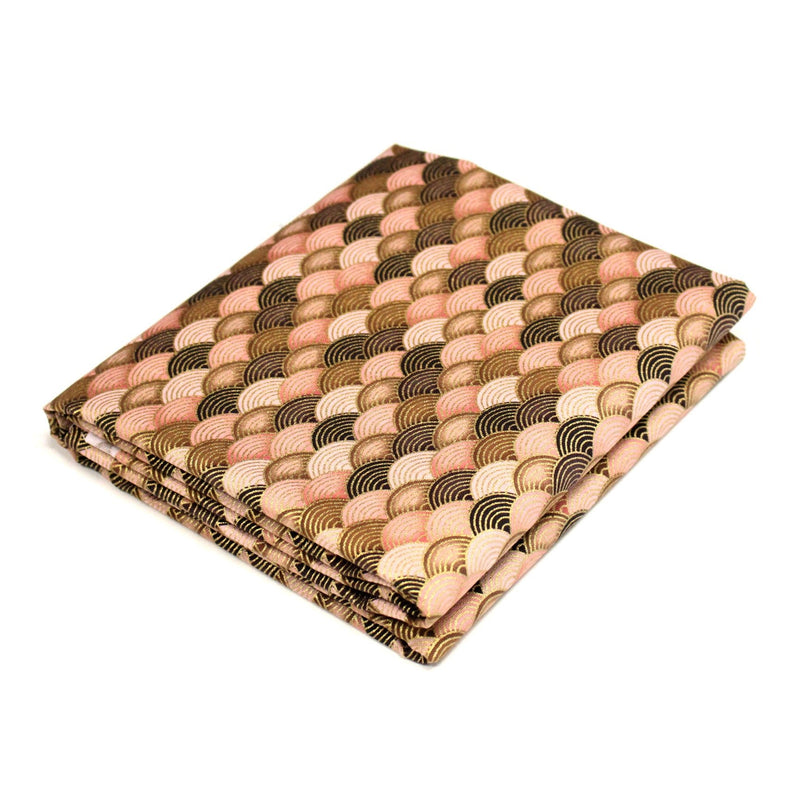Tissu cotonnade motif vagues japonaises Seigaiha dorées : nombreuses couleurs - COLLECTION JAPON DORÉ - tissuspipi.com