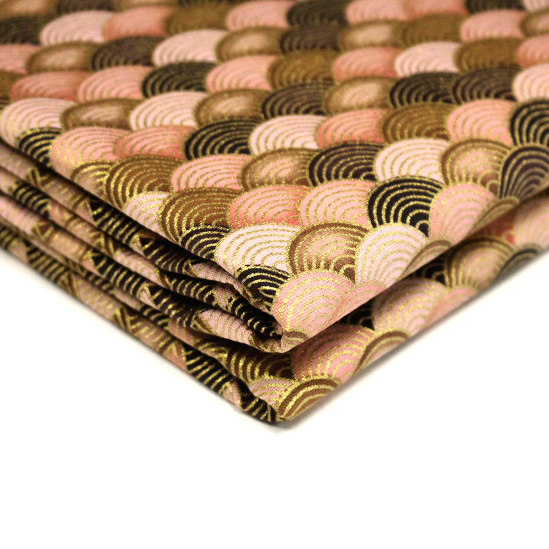Tissu cotonnade motif vagues japonaises Seigaiha dorées : nombreuses couleurs - COLLECTION JAPON DORÉ - tissuspipi.com