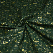 Tissu coton NOËL vert aux sucres d'orge et houx dorés - OEKO - TEX - tissuspipi.com