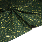 Tissu coton NOËL vert aux sucres d'orge et houx dorés - OEKO - TEX - tissuspipi.com